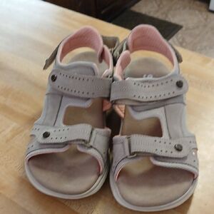 SAS Gray and Pink Sandals with Adjustable Straps